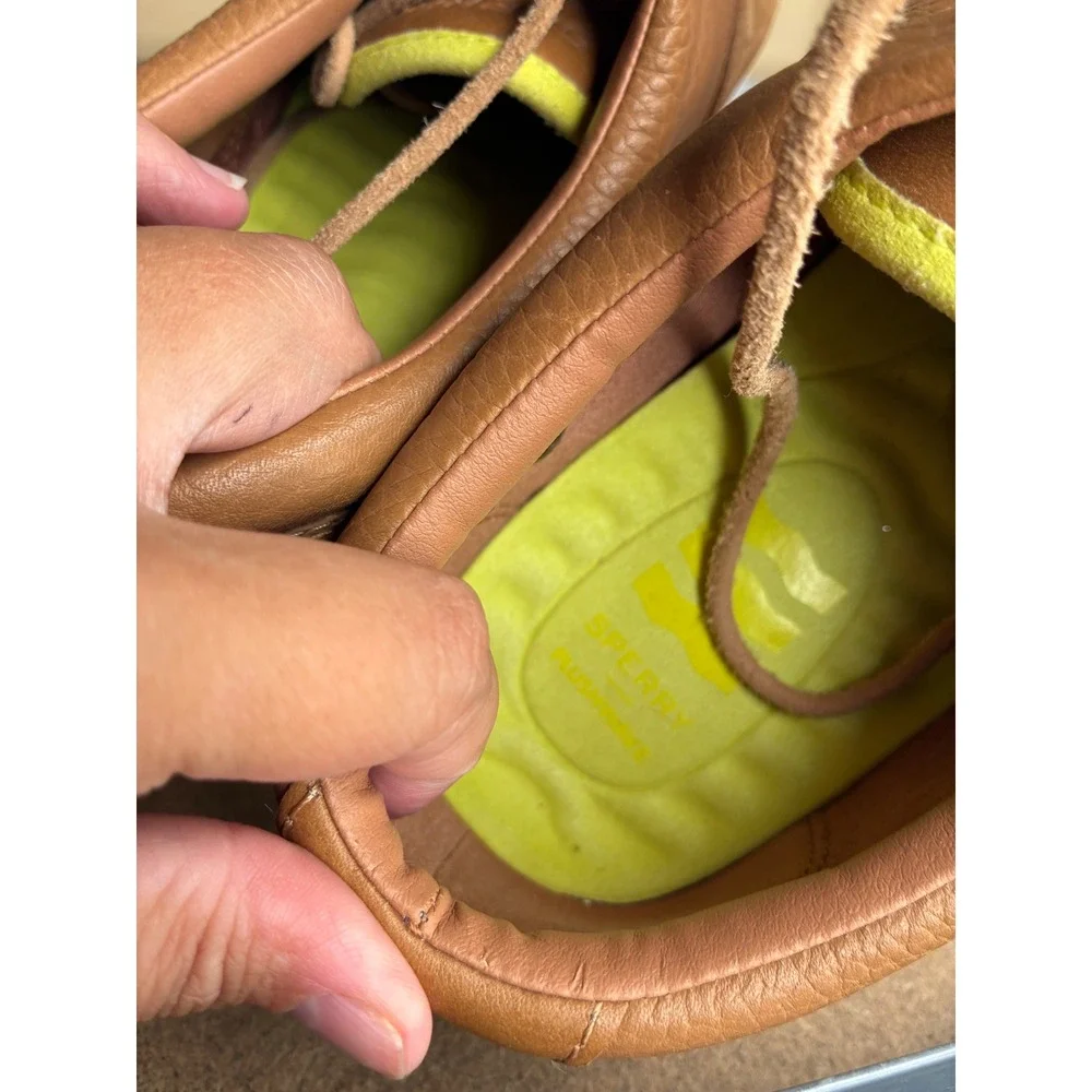 Sperry Mens Striper II CVO Leather Sneakers Tan Brown STS24200 Size 8 M